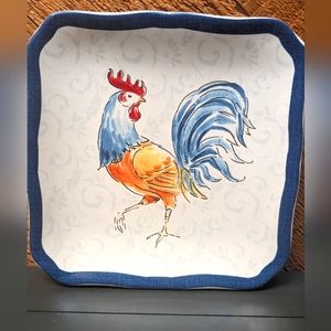 Morning Bloom Square Canape Plate Rooster by Certified International